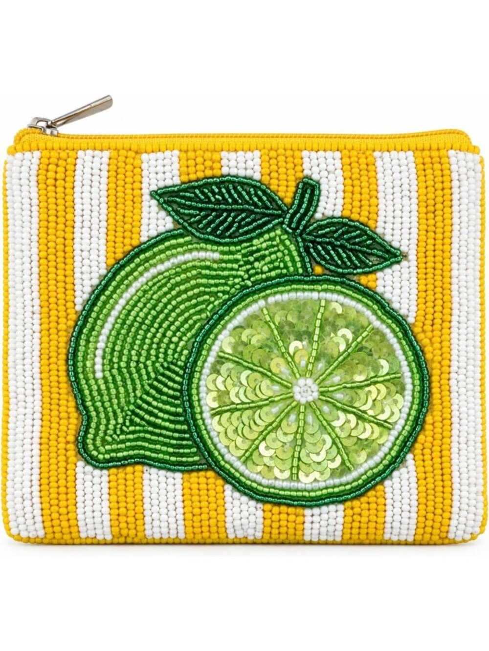 Chic Lime Beaded Coin Purse | Stylish Zipper Pouch Wallet for Change